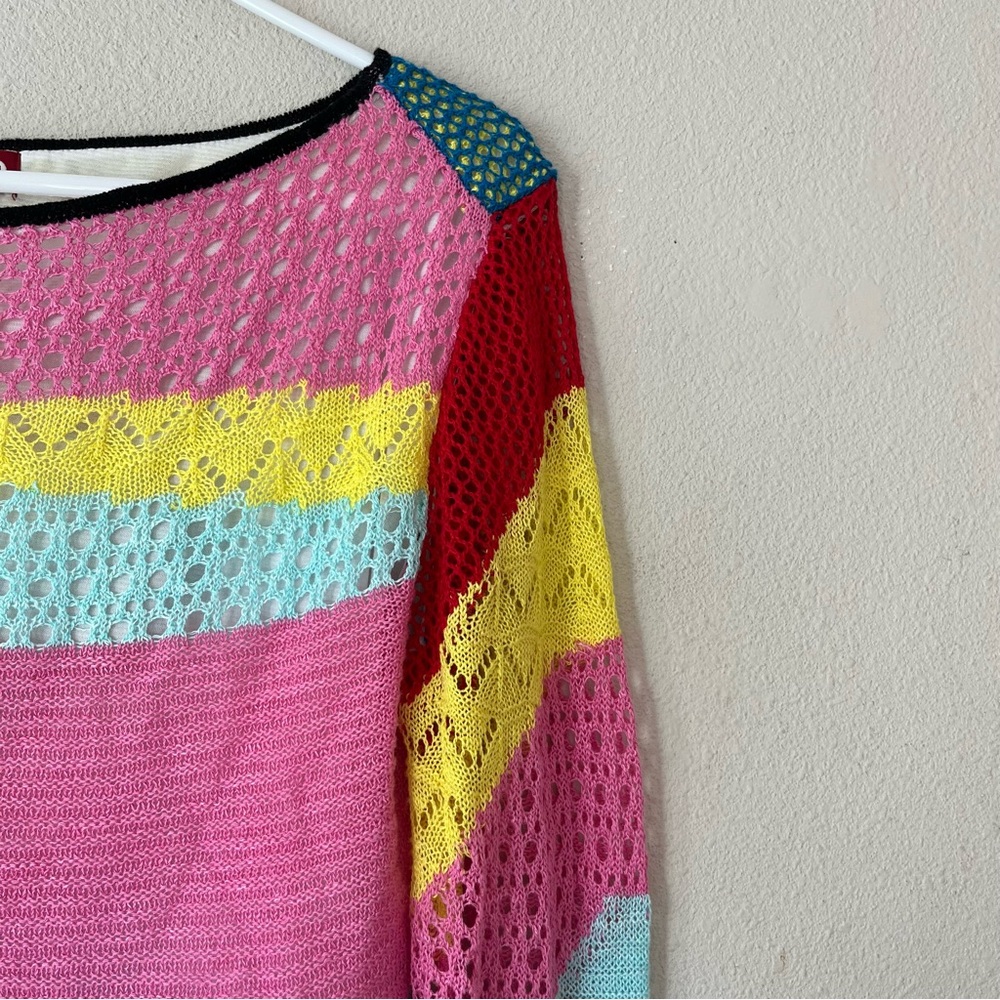 STAUD Women’s Large Limousin Stripe Crochet Crop Top Multicolor - Picture 6 of 10